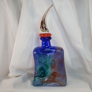 Kjell Engman Kosta Boda Glass Joyous Bottle Decanter Stopper 89651 Blue VTG